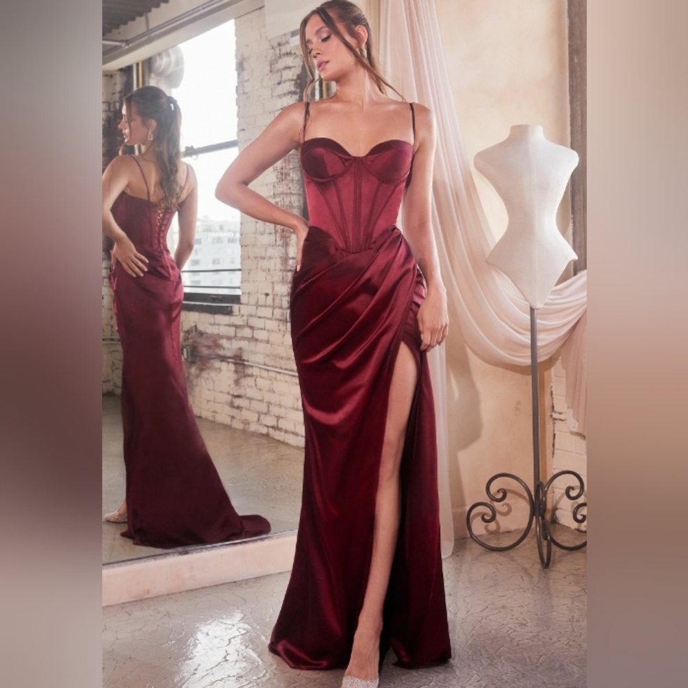 Emerald, black, burgundy, sienna formal dress